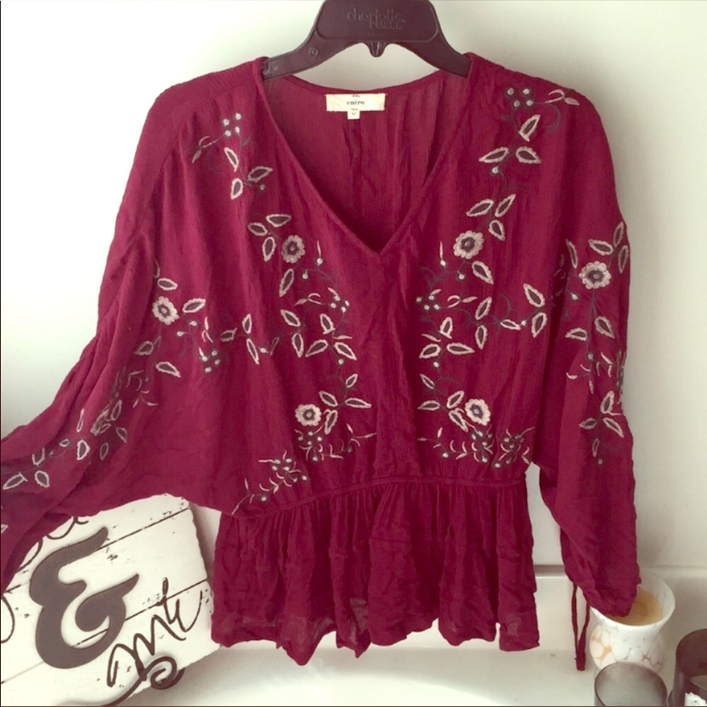 Entro size M Maroon Blouse, peplum